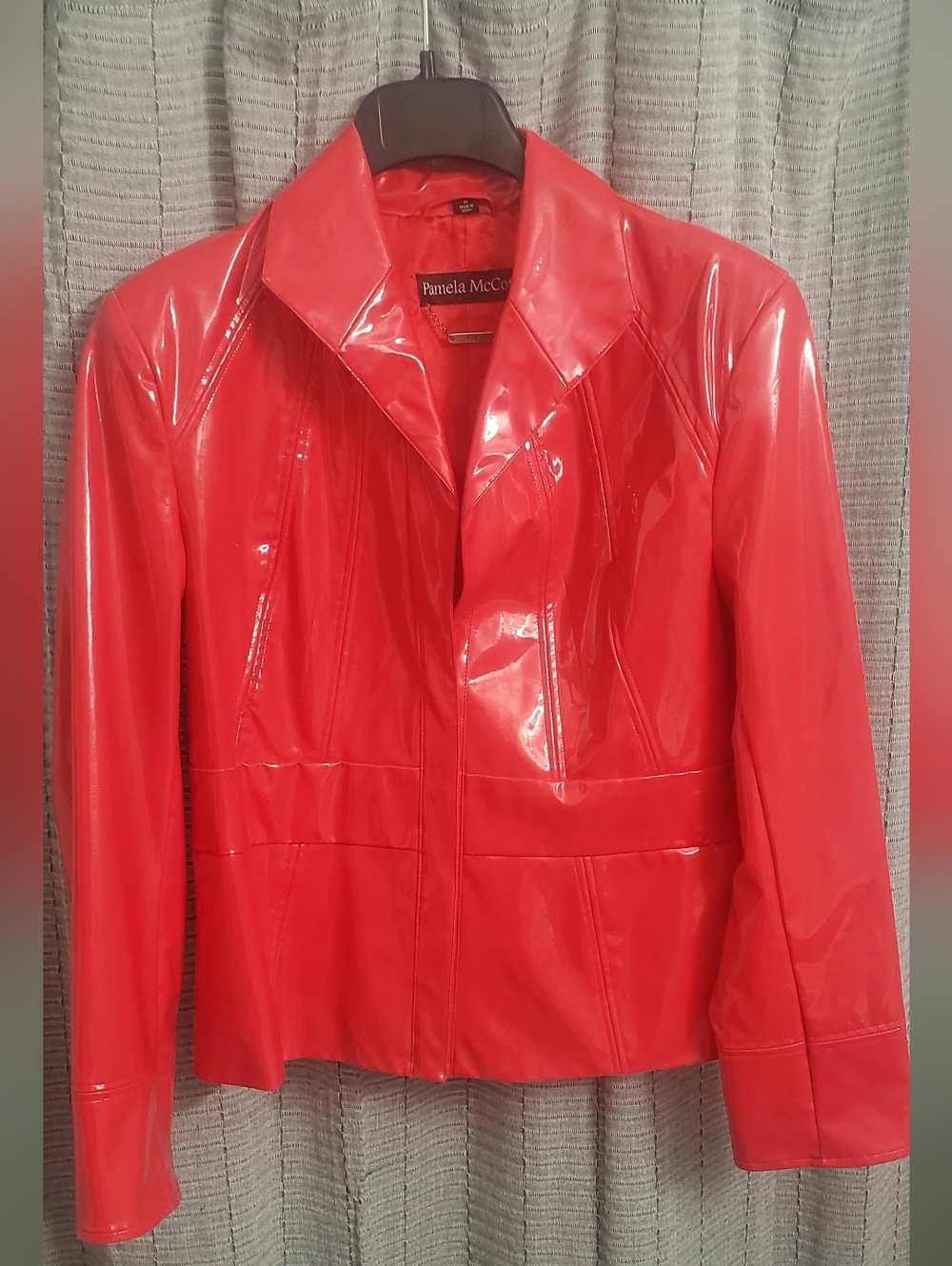 Pamela McCoy Glossy Red Patent Leather Jacket. Size M